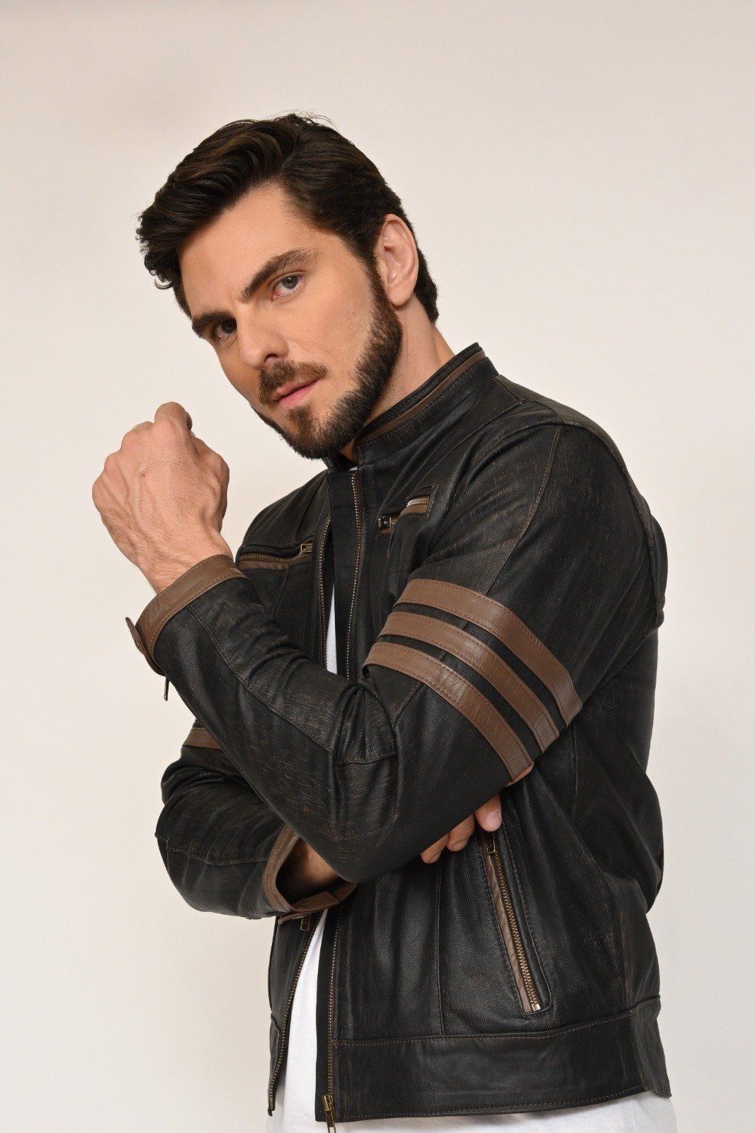 Jaqueta de Couro Wolverine Marrom Envelhecido