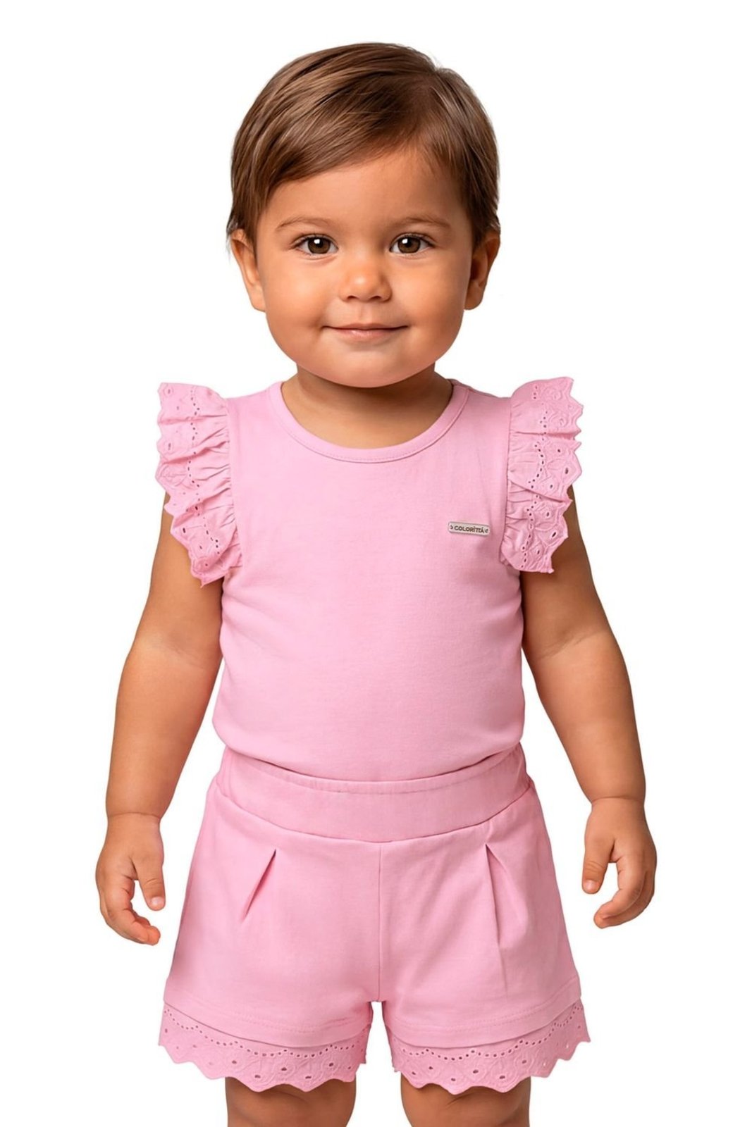 Infantil - Conjunto Menina Com Renda Colorittá Rosa