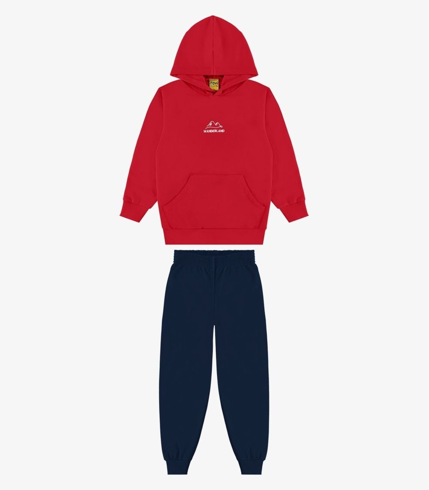 Infantil - Conjunto Blusão de Capuz e Calça Moletom Rovi Vermelho