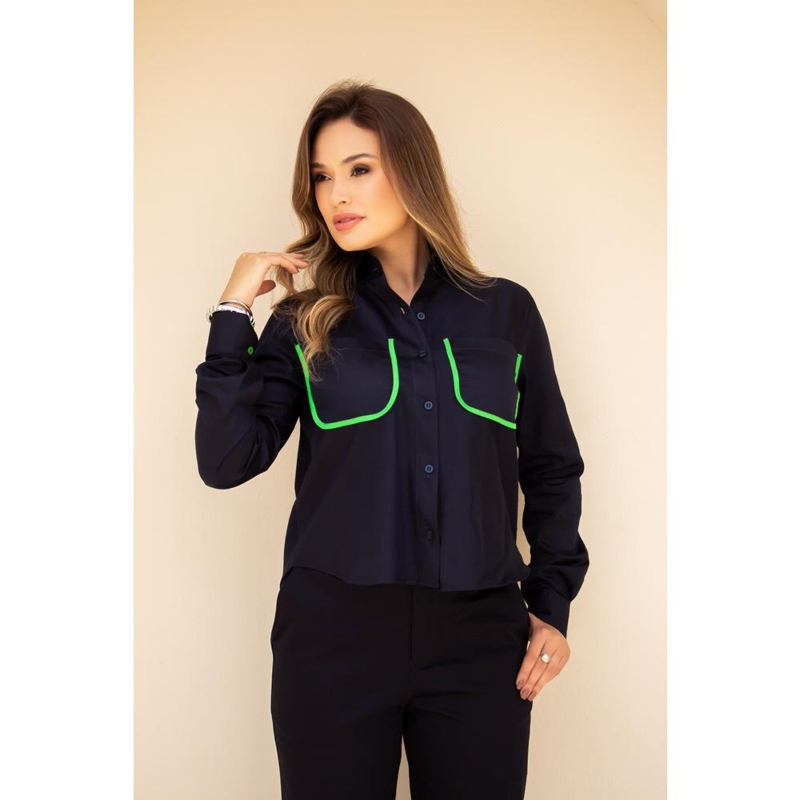 Camisa De Alfaiataria Feminina De Algodão Diferente Casual