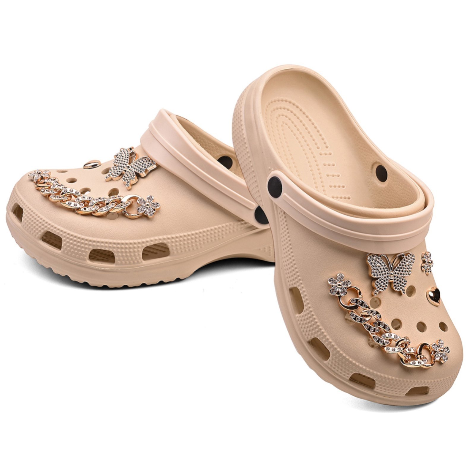 Vista 2 Infantil - Sandália Feminina NYC Shoes Estilo Clog com Aplicações NYC NEW YORK CITY SHOES bege/loiro NYC NEW YORK CITY SHOES bege/loiro