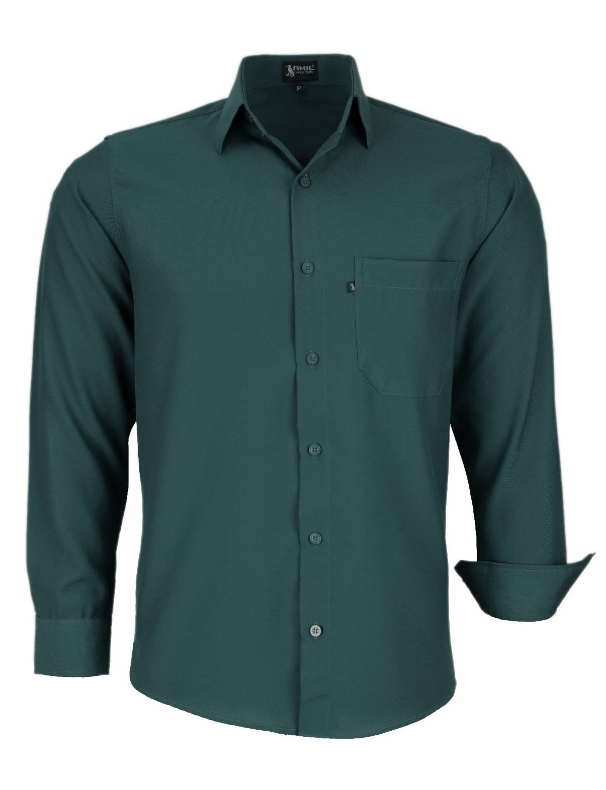 Camisa Social Microleve Amil Poliéster Com Bolso Macia Não amassa Manga Longa Floresta