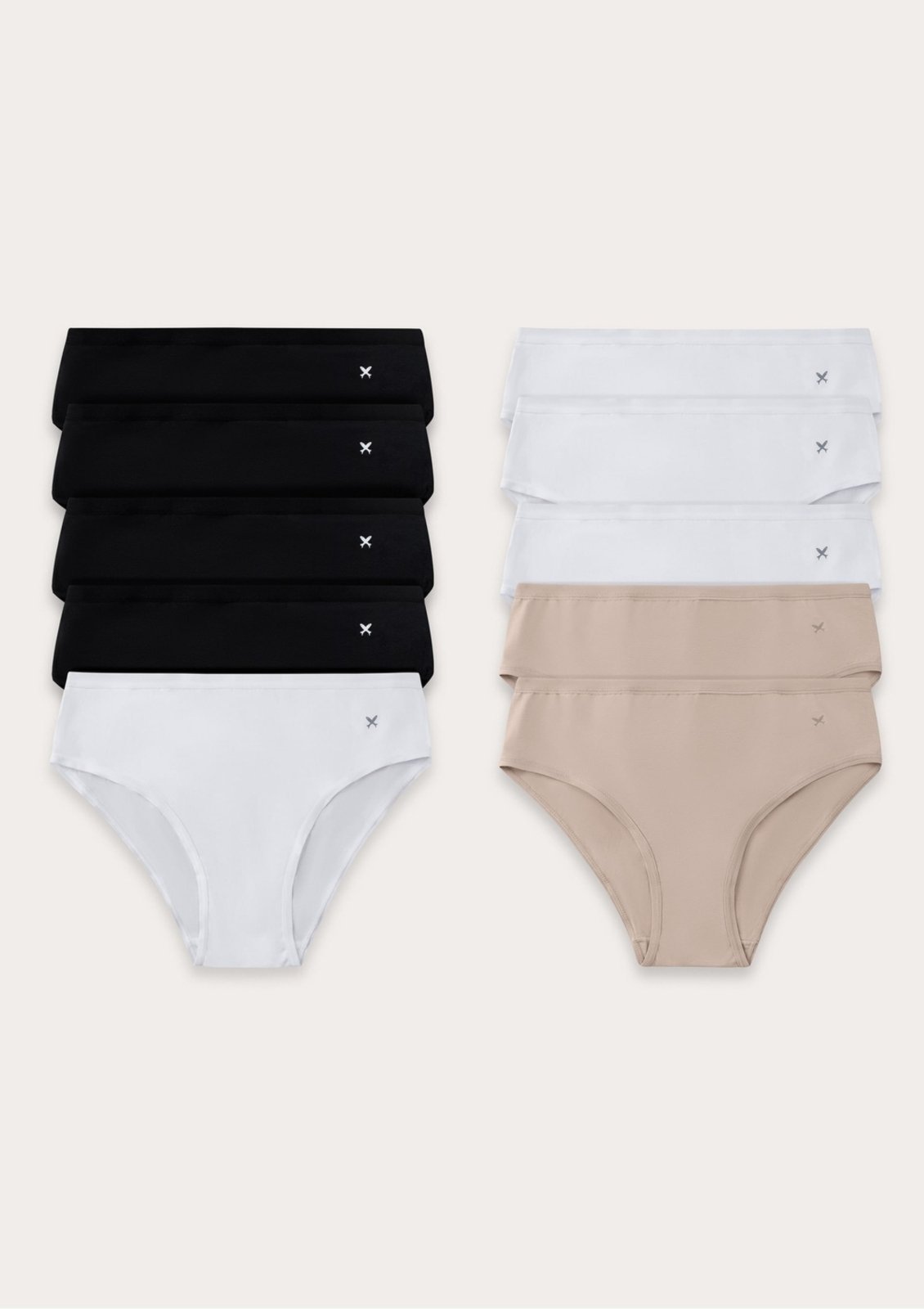 Vista 2 Kit Com 10 Calcinhas Básicas Caleçon Em Algodão Com Elastano Hering HERING INTIMATES cinza HERING INTIMATES cinza