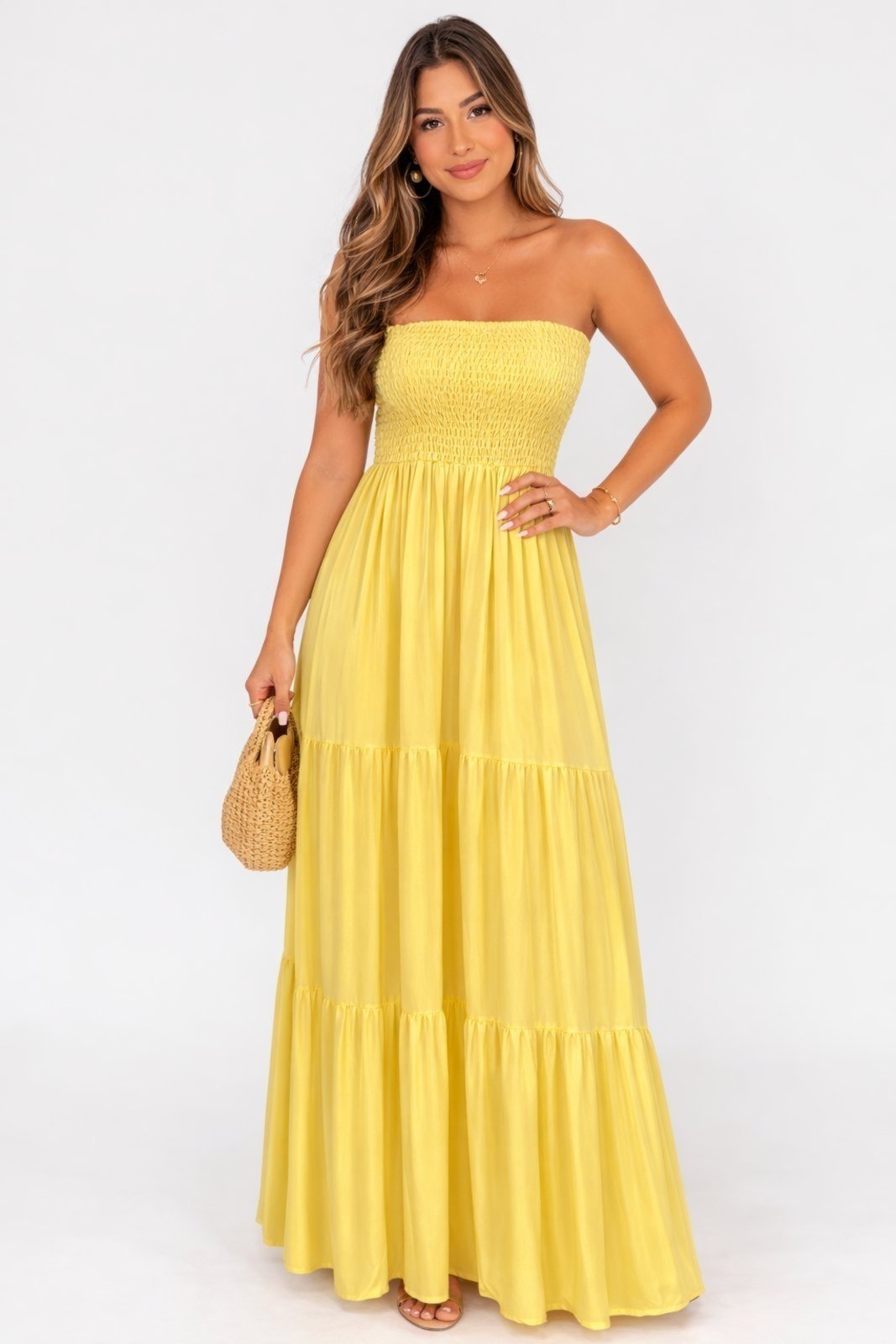 Vestido Longo D Bell Outlet Fashion Tomara Que Caia Amarelo
