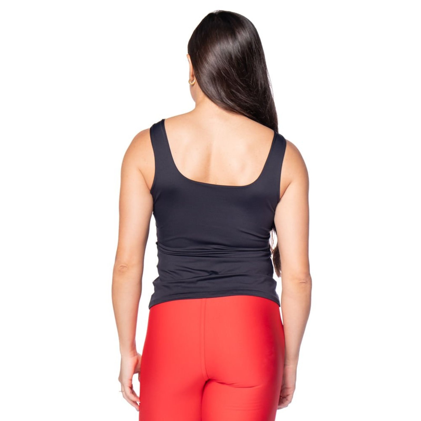 Vista 3 Regata Feminina Estilo do Corpo UV50+ Decote Quadrado preto Estilo Do Corpo preto