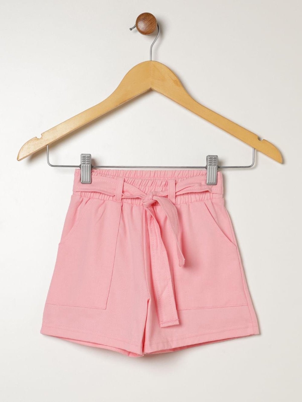 Infantil - Short Sarja Amarração Para Menina ROSA