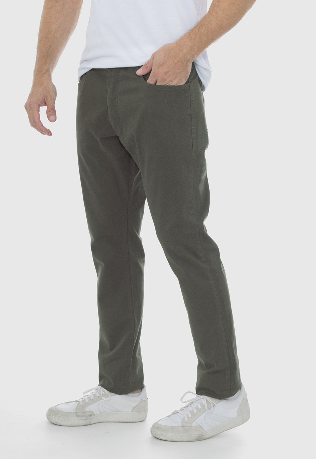 Calça Sarja Masculina Casual Basica Slim 7797 Verde