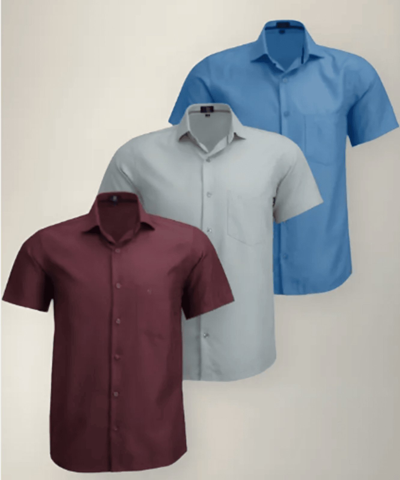 Kit 3 Camisas Sociais LBL Comfort Poliéster Com Bolso Lynd Macia Fácil de Passar Manga Curta