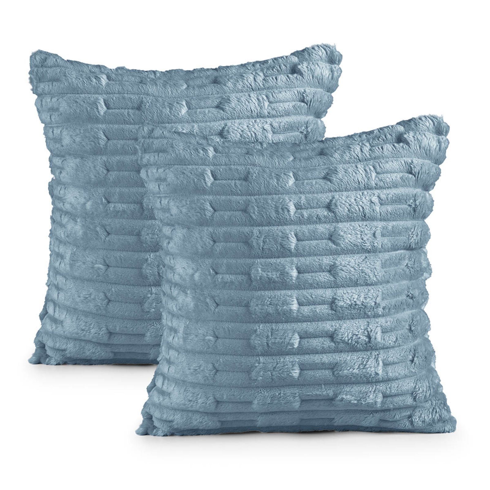 Kit 2 Capas de Almofada Casa Scarpa Polar Manta Ultrasoft com Ziper Decorativa Sofá Sala Quarto Azul Turmalina
