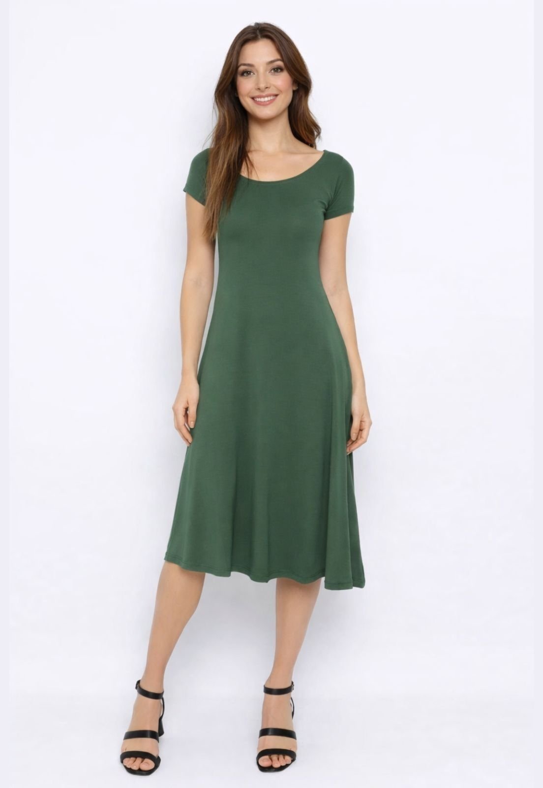 Vestido Viscolycra Maria Paes Verde Militar Midi