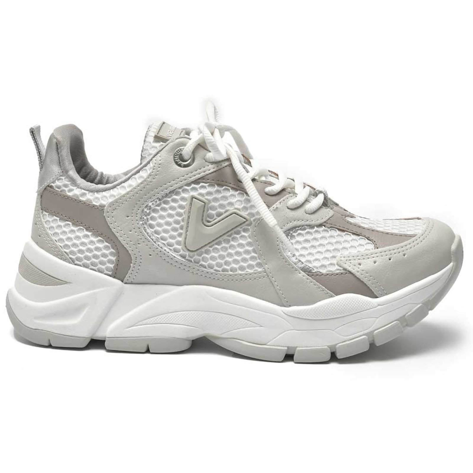 Tênis Casual Feminino Neve Branco Prata Via Marte 140-010-02