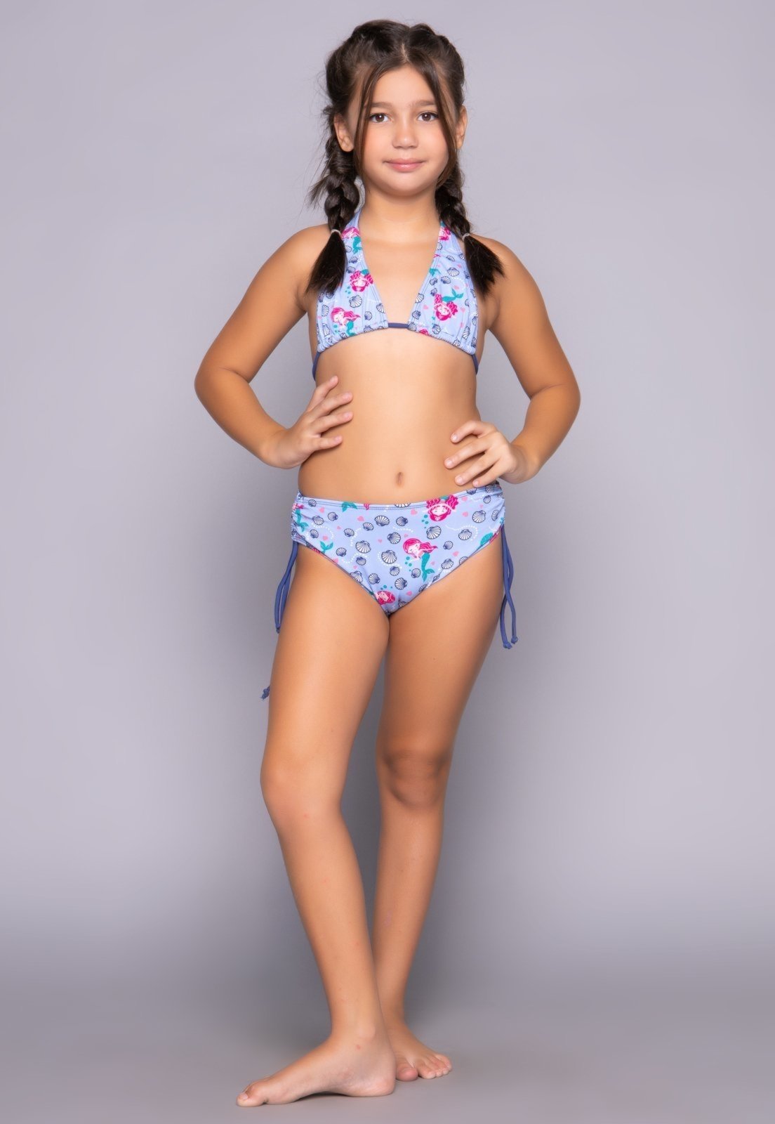 Biquíni Bella Fiore Modas Com Top e Calcinha Amarração Bionda Estampado Azul