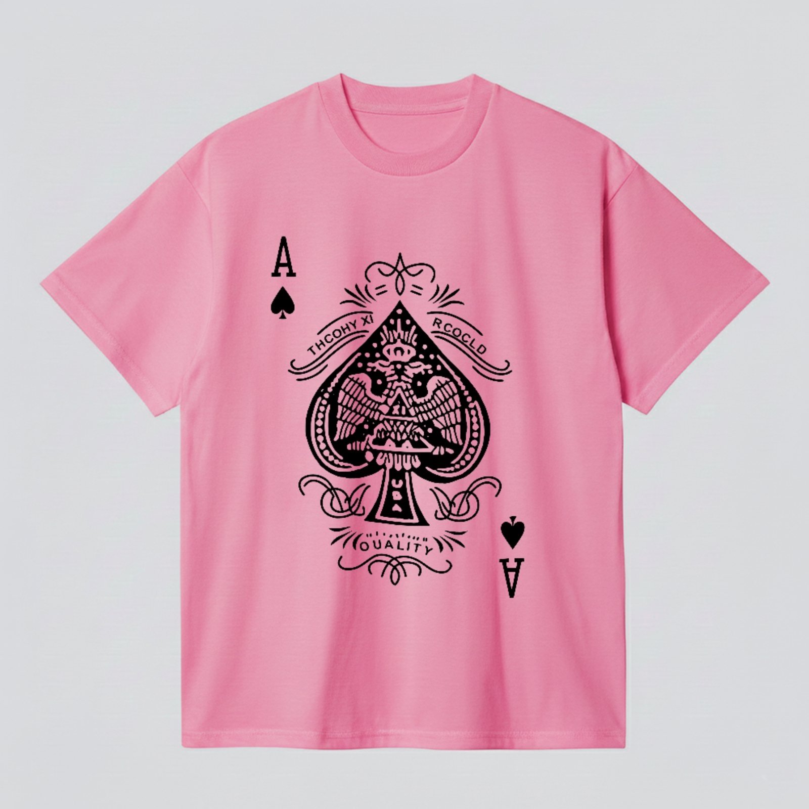 Camiseta Básica Ás De Espadas Baralho Vintage Unissex Rosa