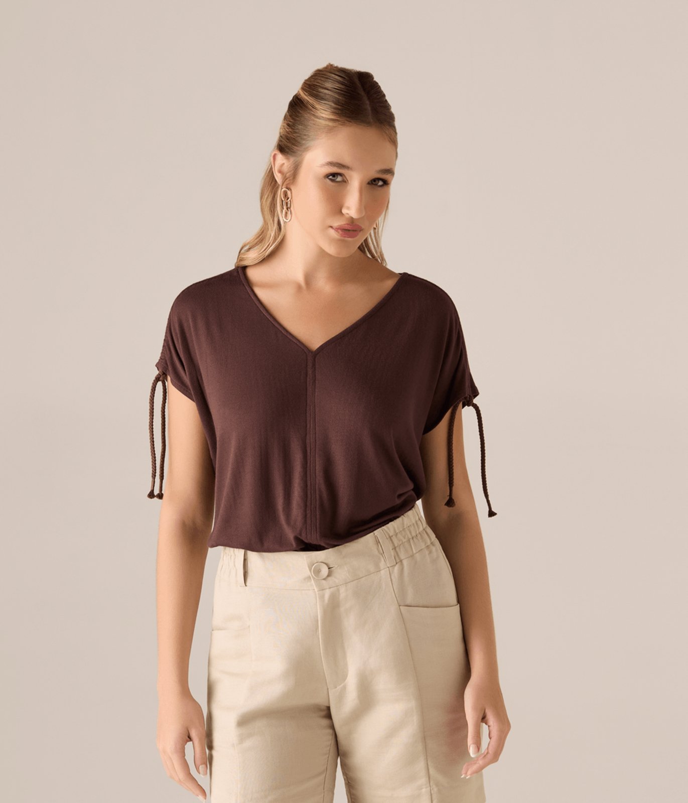 Blusa Makenji Malha Feminina Marrom