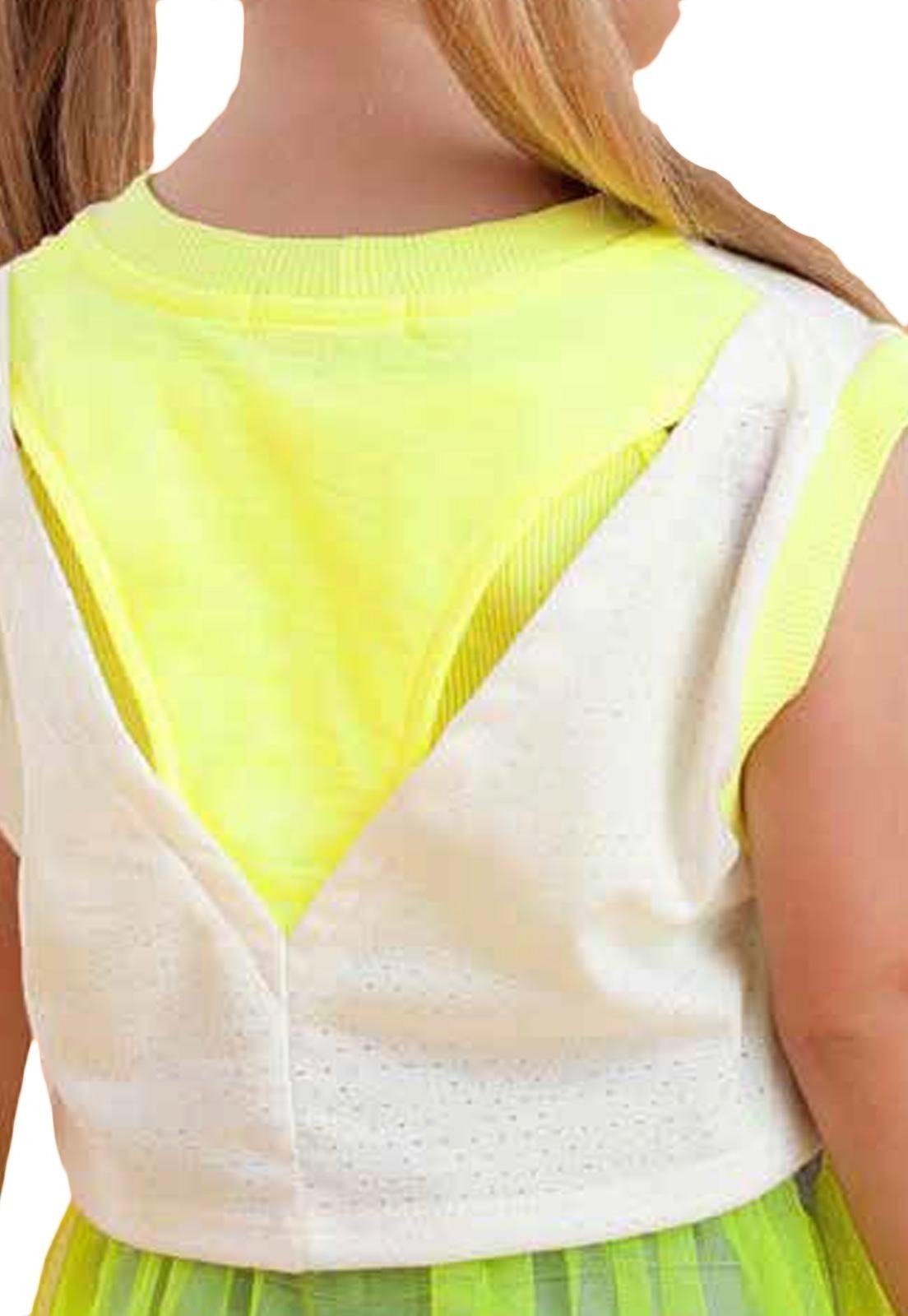 Vista 3 Infantil - Conjunto Blusa Saia Neon Petit Cherrie Amarelo Petit Cherie amarelo neon Petit Cherie amarelo neon