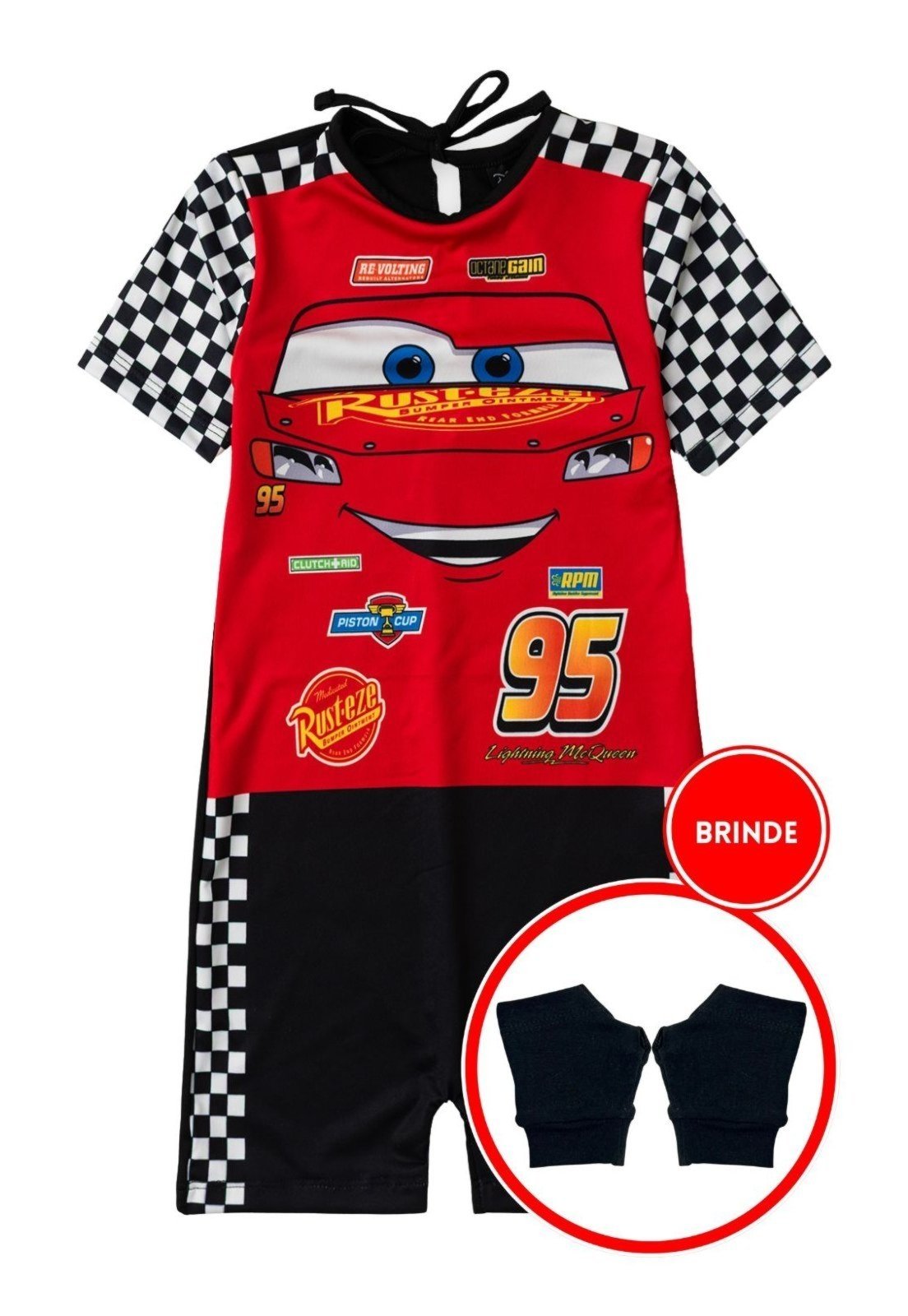 Vista 2 Infantil - Macacão Disney Masculino Carros vermelho Disney vermelho