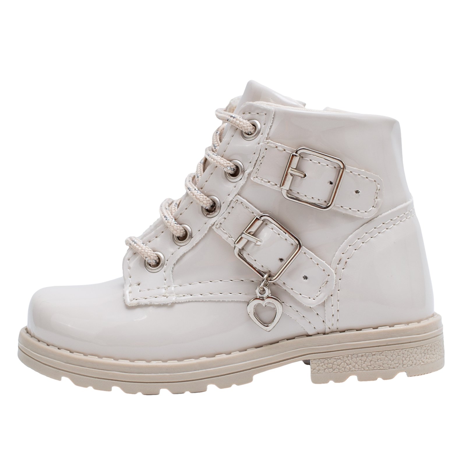 Infantil - Coturno Feminino Duas Fivelas e Coração Menina Off-White Lulopé