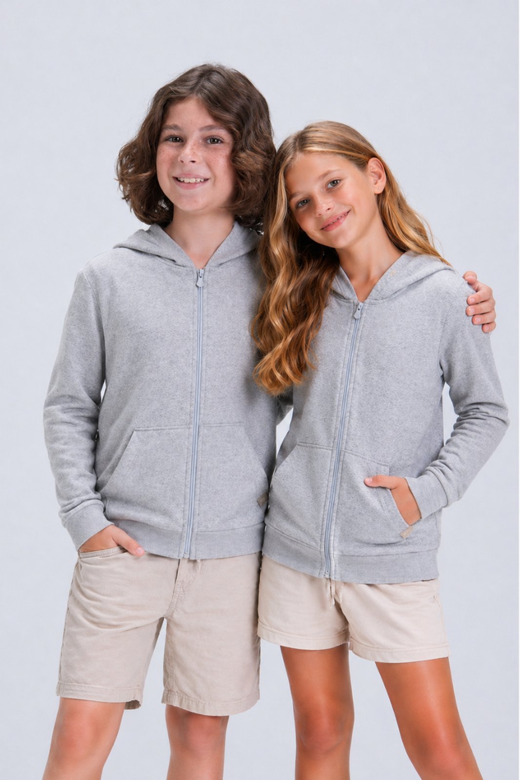 Vista 2 Infantil - Jaqueta Unissex de Inverno Moletom Liso com Capuz VIDA COSTEIRA cinza VIDA COSTEIRA cinza