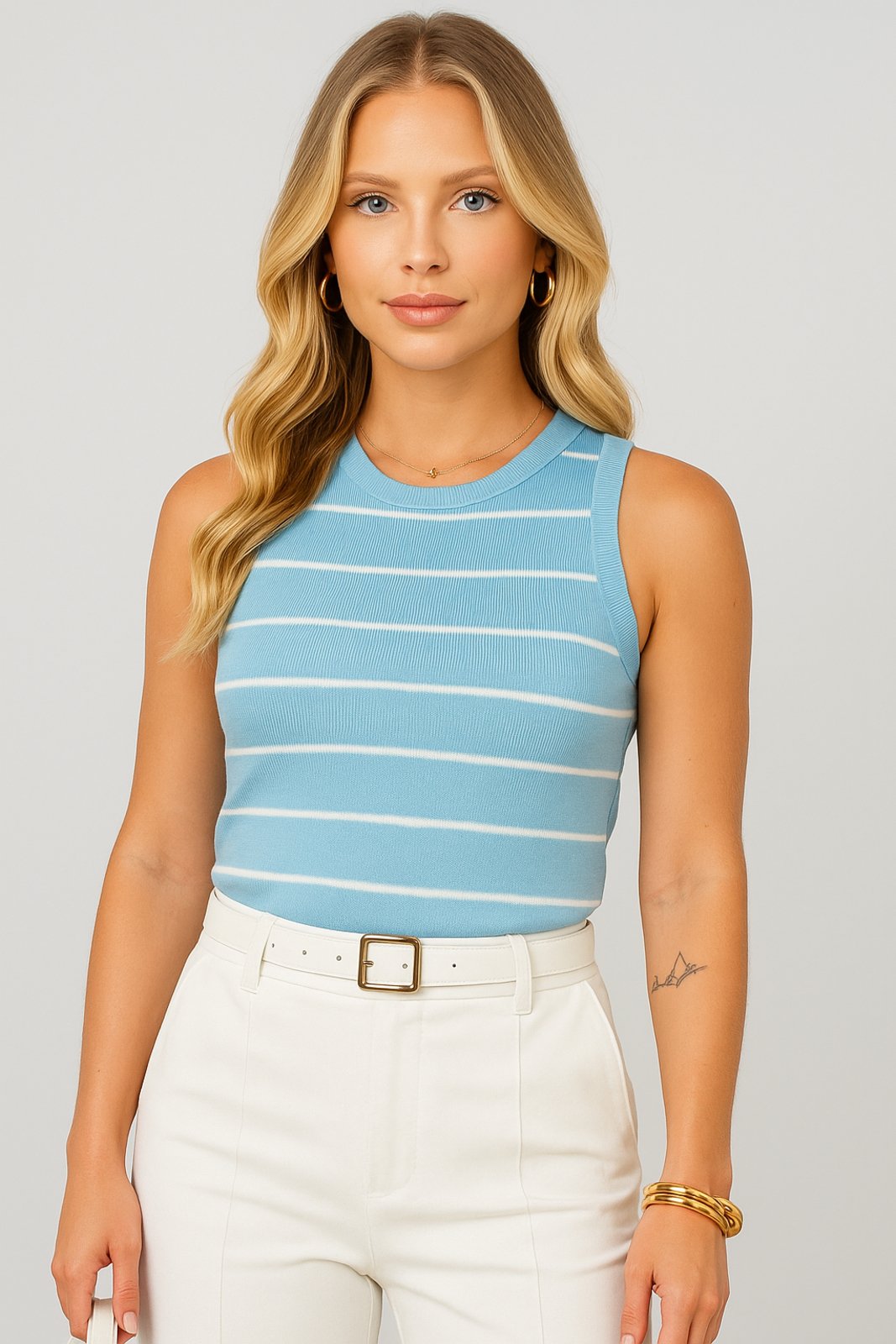 Regata Cropped D Bell Outlet Fashion Ribana Listrada Azul