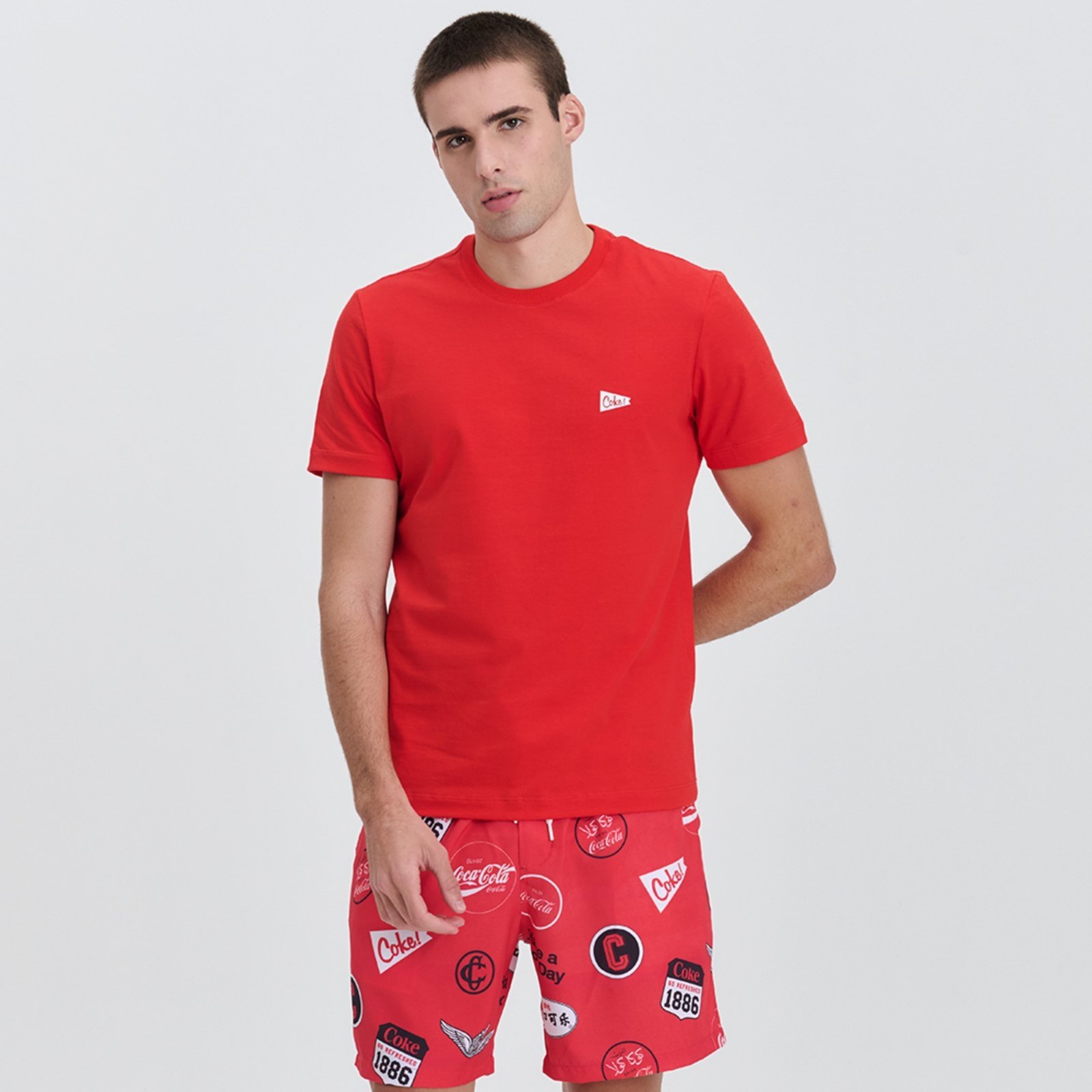 Camiseta Masculina Comfort Flag Coca-Cola Jeans Vermelho Coke