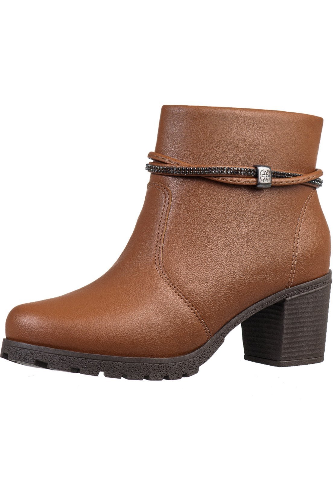 Bota Casual Gigil Salto Médio Grosso Baixo Caramelo