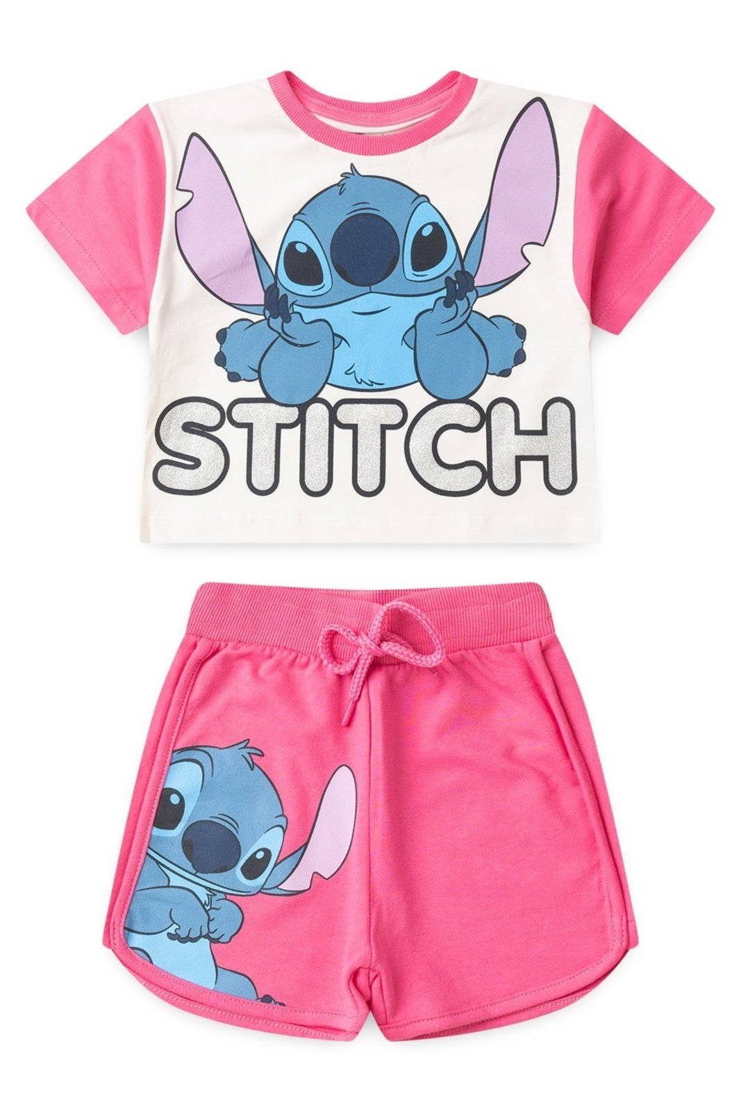 Infantil – Conjunto Disney Feminino Stitch Rosa Off White
