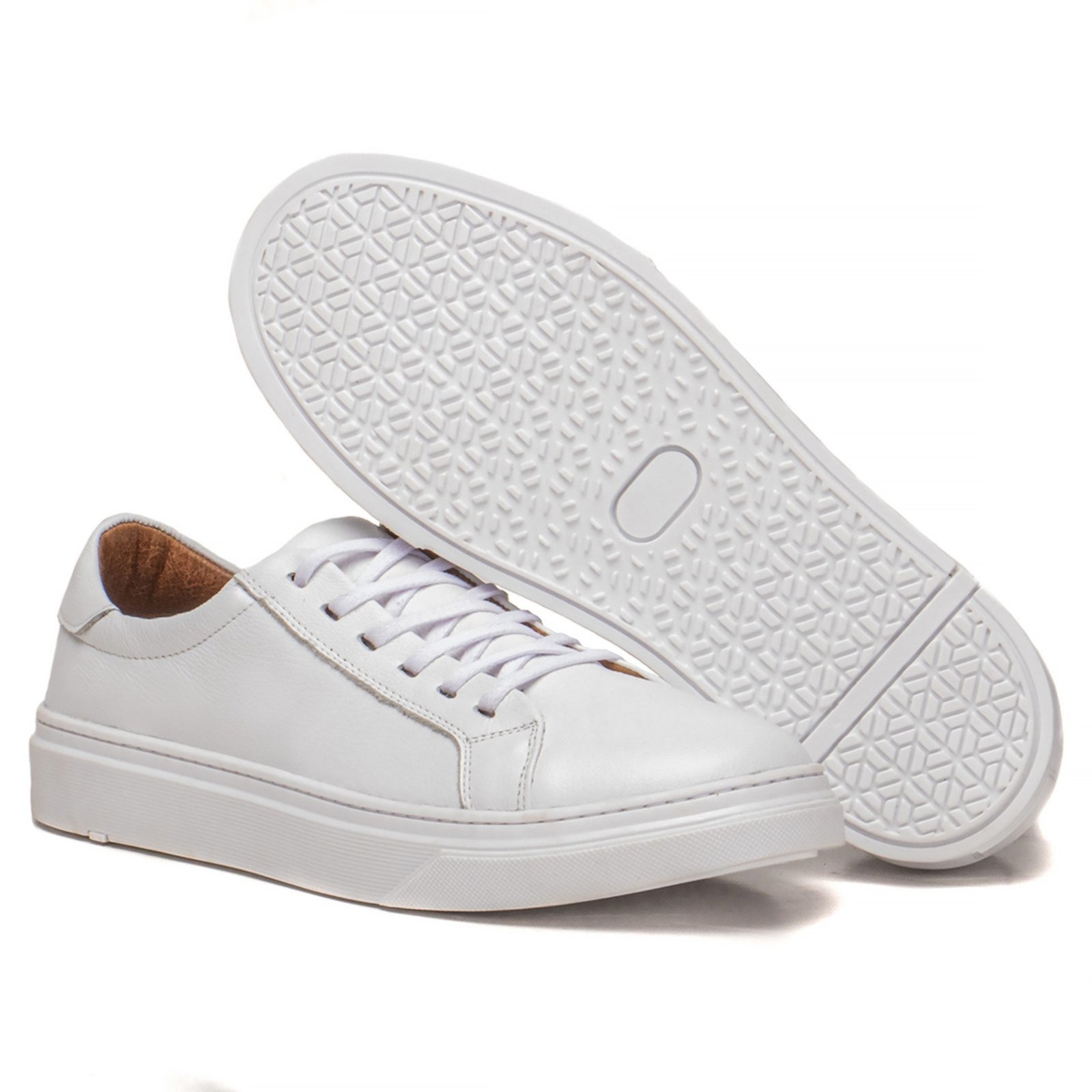 Tênis Masculino Chronos em Couro Branco Polo Urban