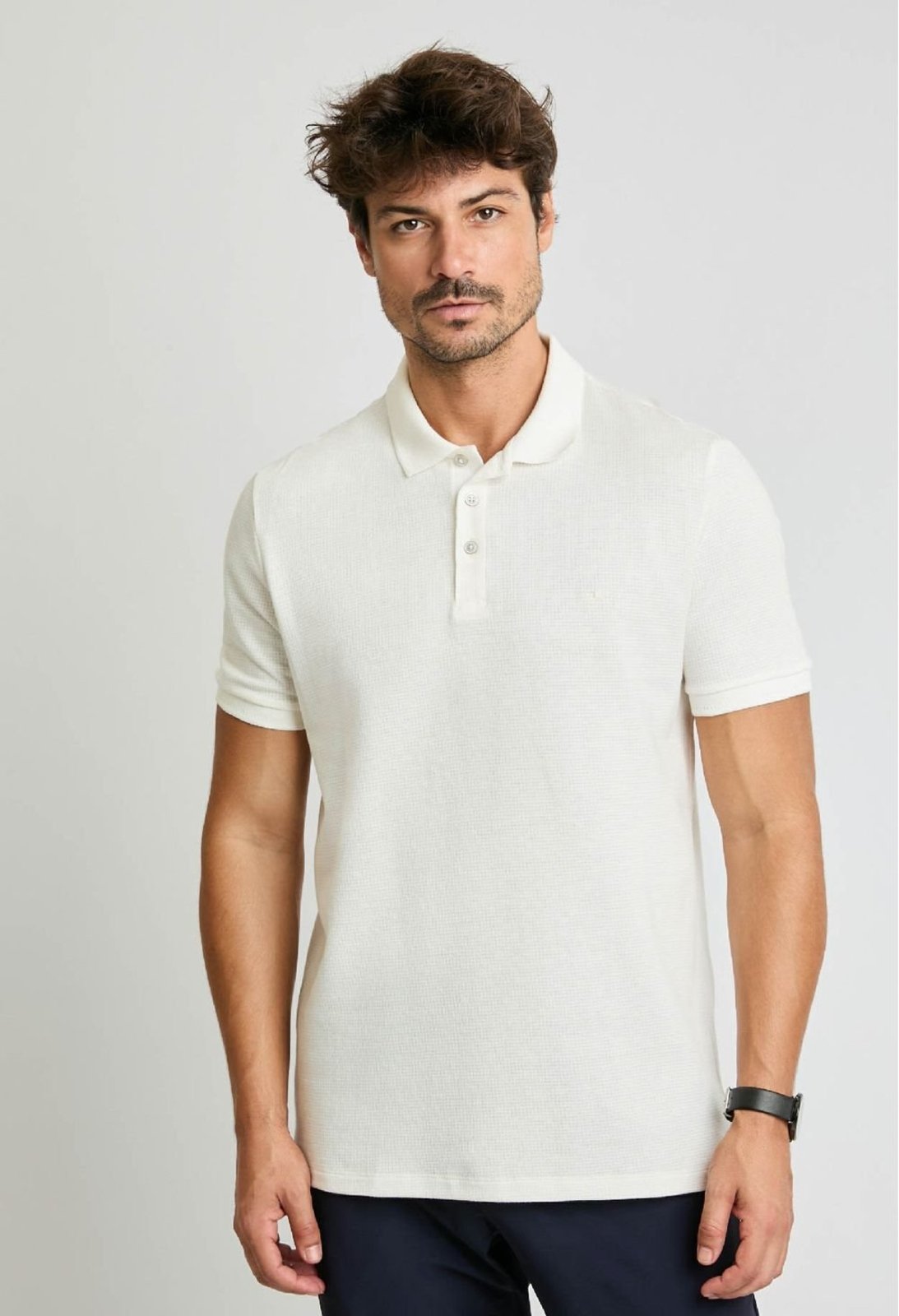 Polo Docthos Slim Manga Curta Textura Polo Manga Curta Docthos Slim Textura 115 Off White G