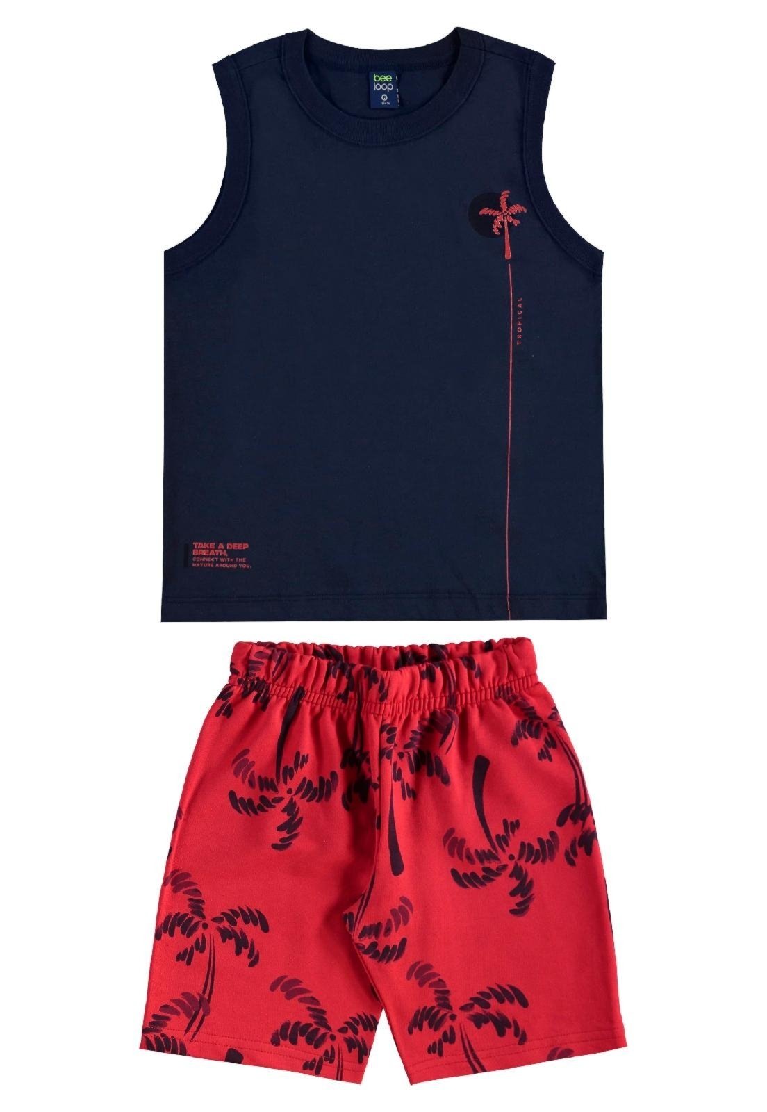 Infantil - Conjunto Regata Bermuda Tropical Bee Loop Azul