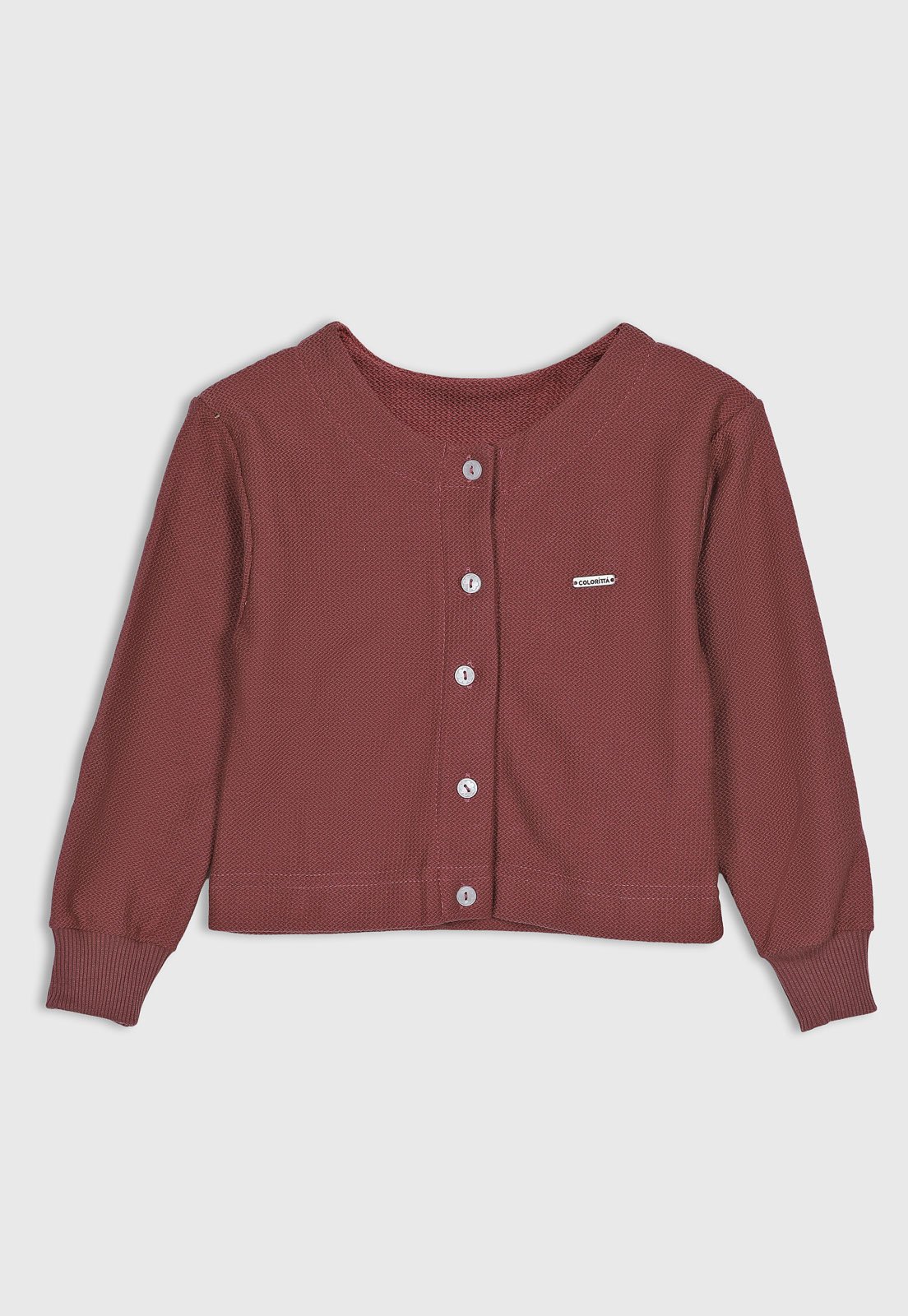 Infantil - Casaco Colorittá Cropped Malha Texturizada Vermelho