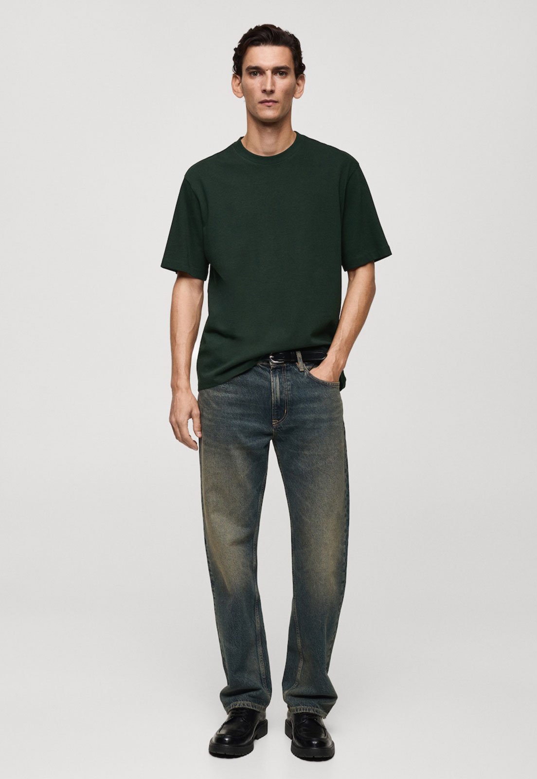 Vista 3 Camiseta Mango Relaxed Lisa verde Mango verde