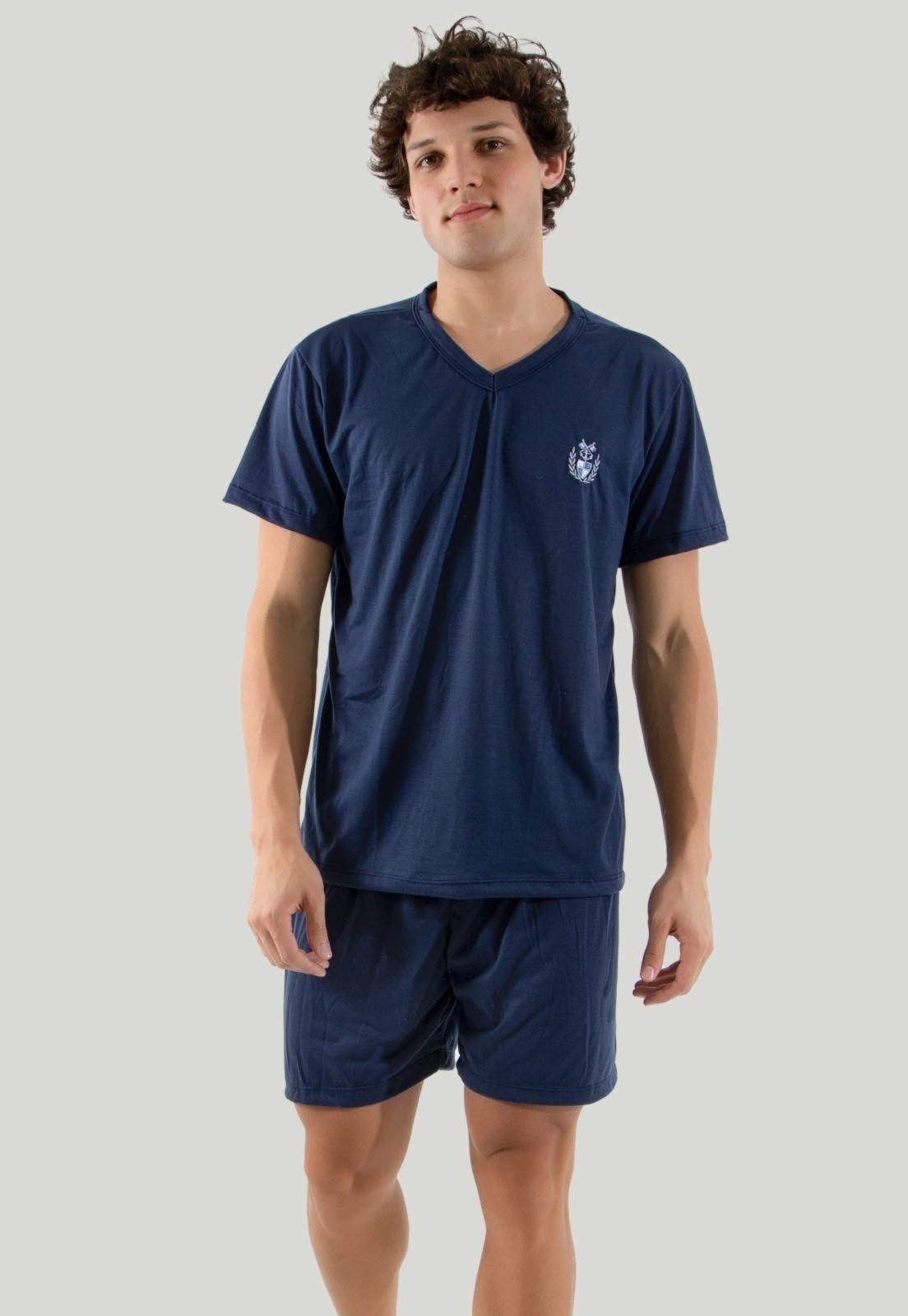 Pijama Masculino Linha Noite Curto Azul Marinho