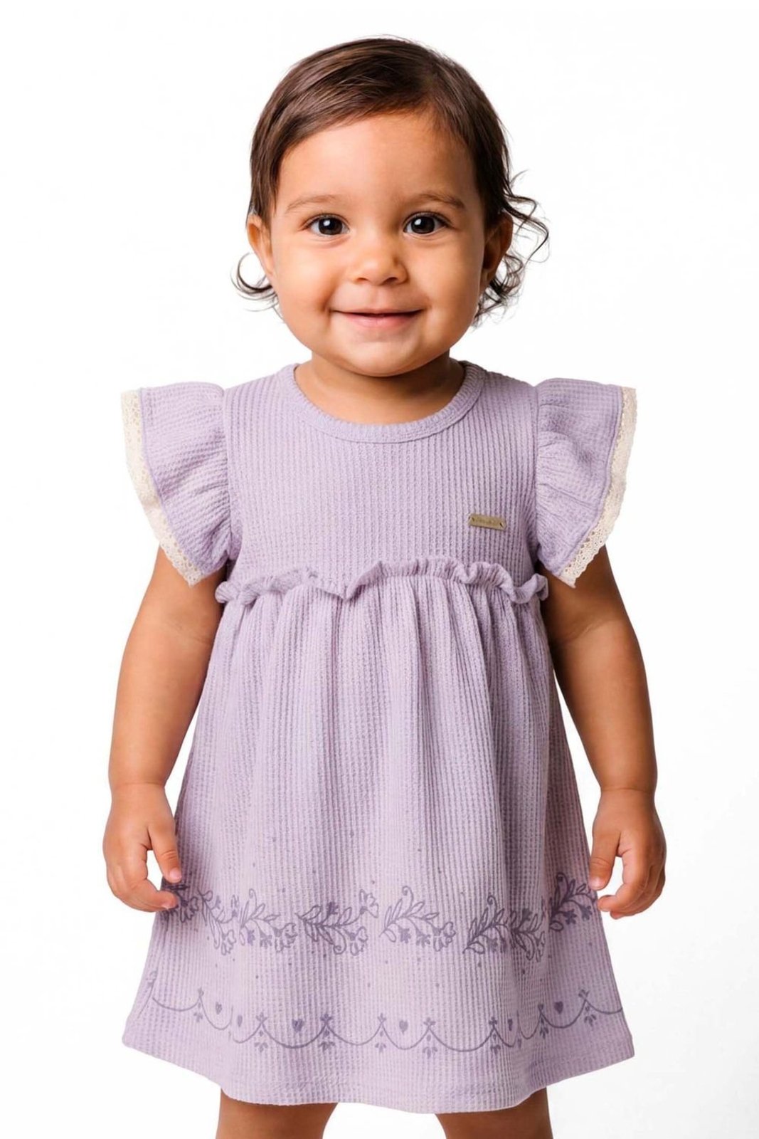 Infantil - Vestido Menina Texturizado Floral Colorittá Lilás