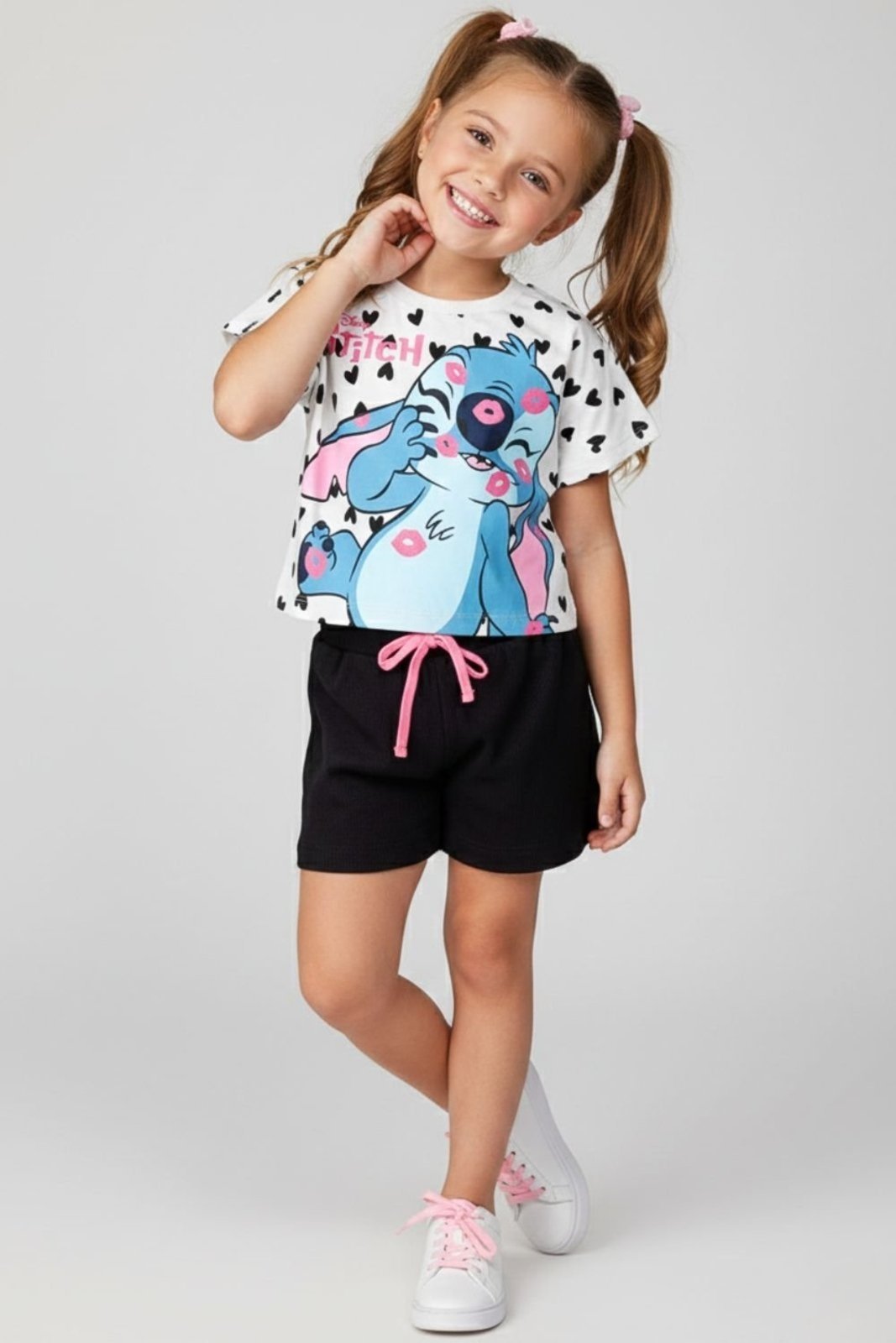 Vista 2 Infantil - Conjunto Disney Feminino Blusa Box Stitch e Short off-white Disney off-white
