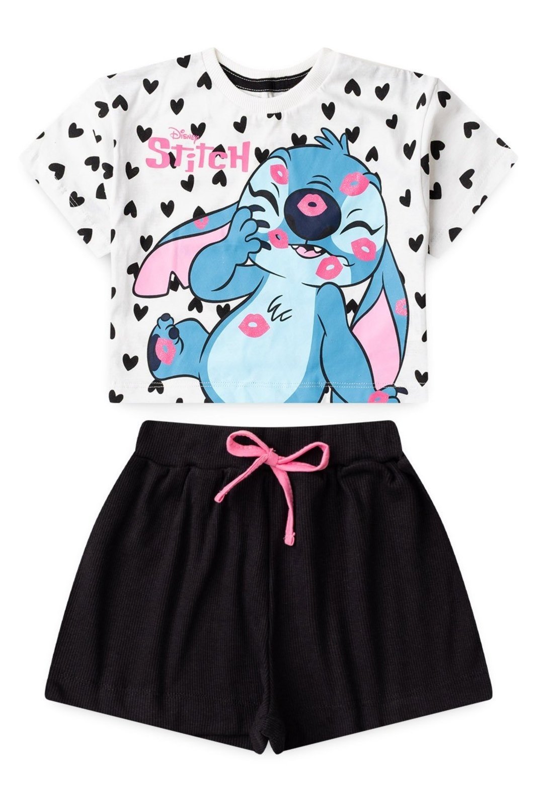 Vista 3 Infantil - Conjunto Disney Feminino Blusa Box Stitch e Short off-white Disney off-white