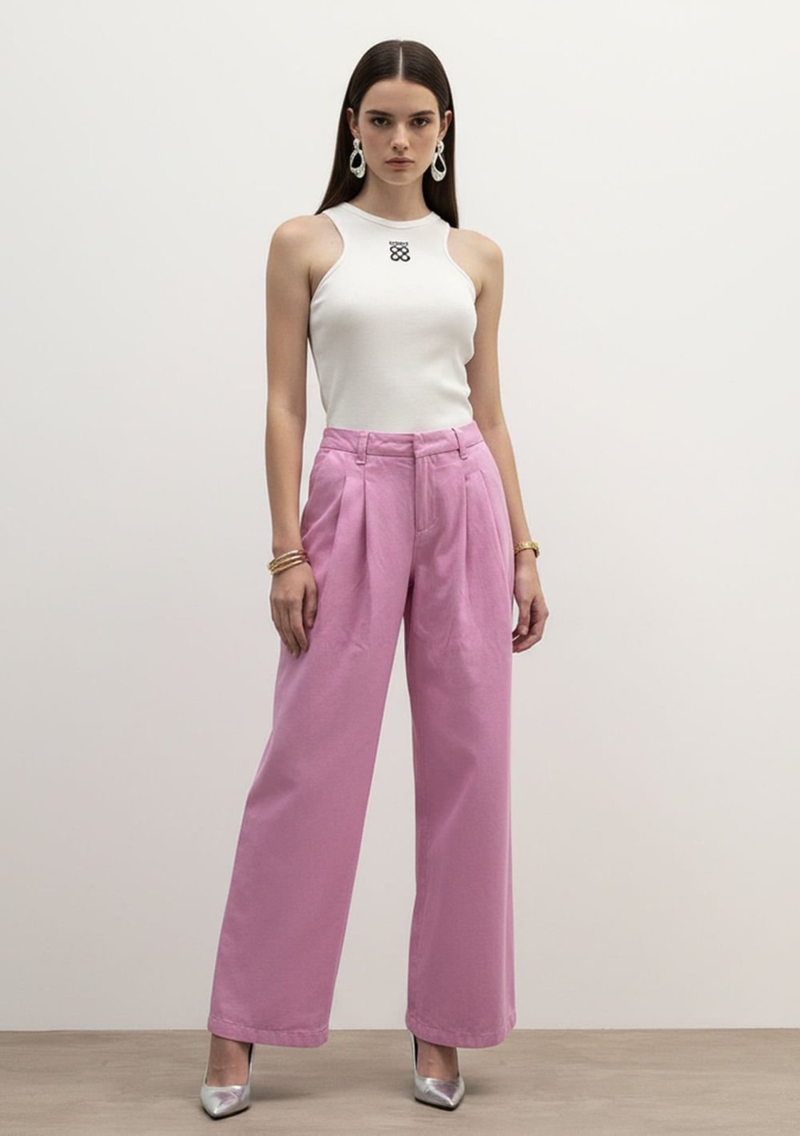 Calça Iódice Reta Alta Rosa