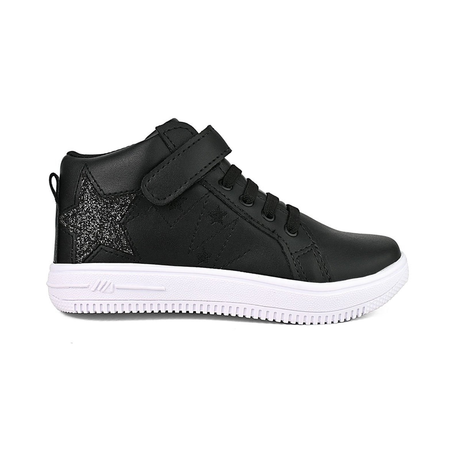 Infantil - Tênis Feminino Cano Alto Estrela Glitter Preto Lulopé