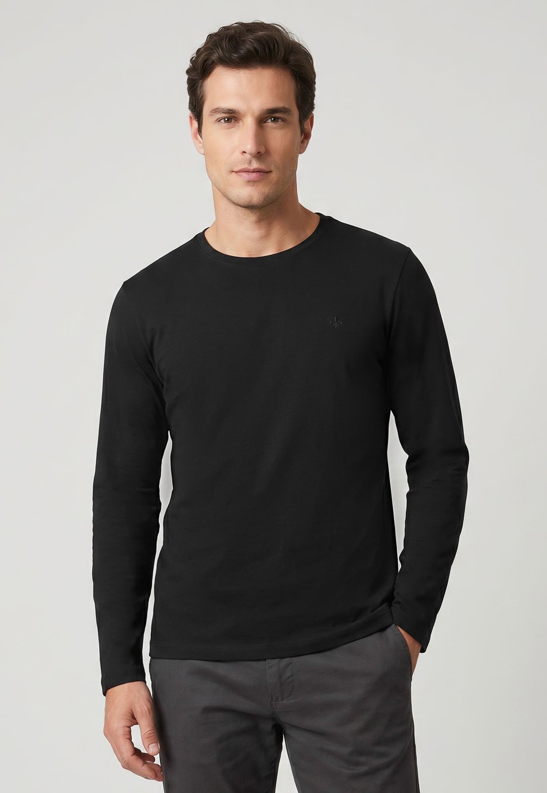 Camiseta Masculina Dudalina Manga Longa Preta
