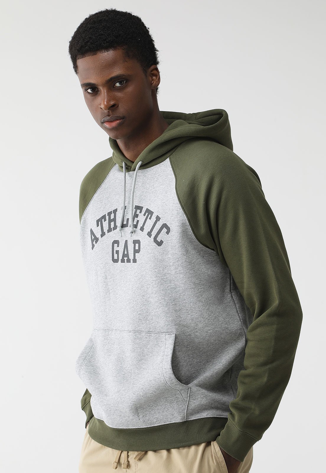 Blusa de Moletom Flanelada Fechada GAP Logo Cinza