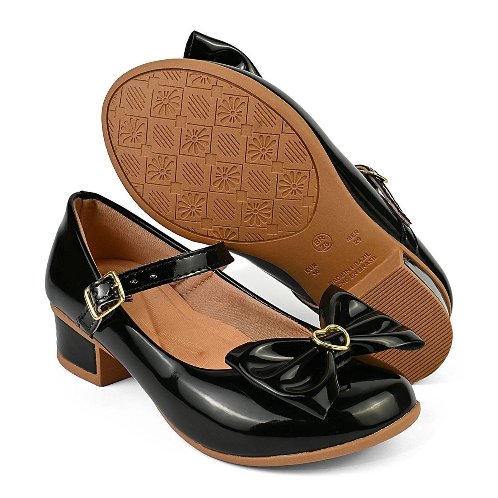 Infantil - Sapatilha Com Salto De Menina Boneca Feminina 101 - PRETO 500