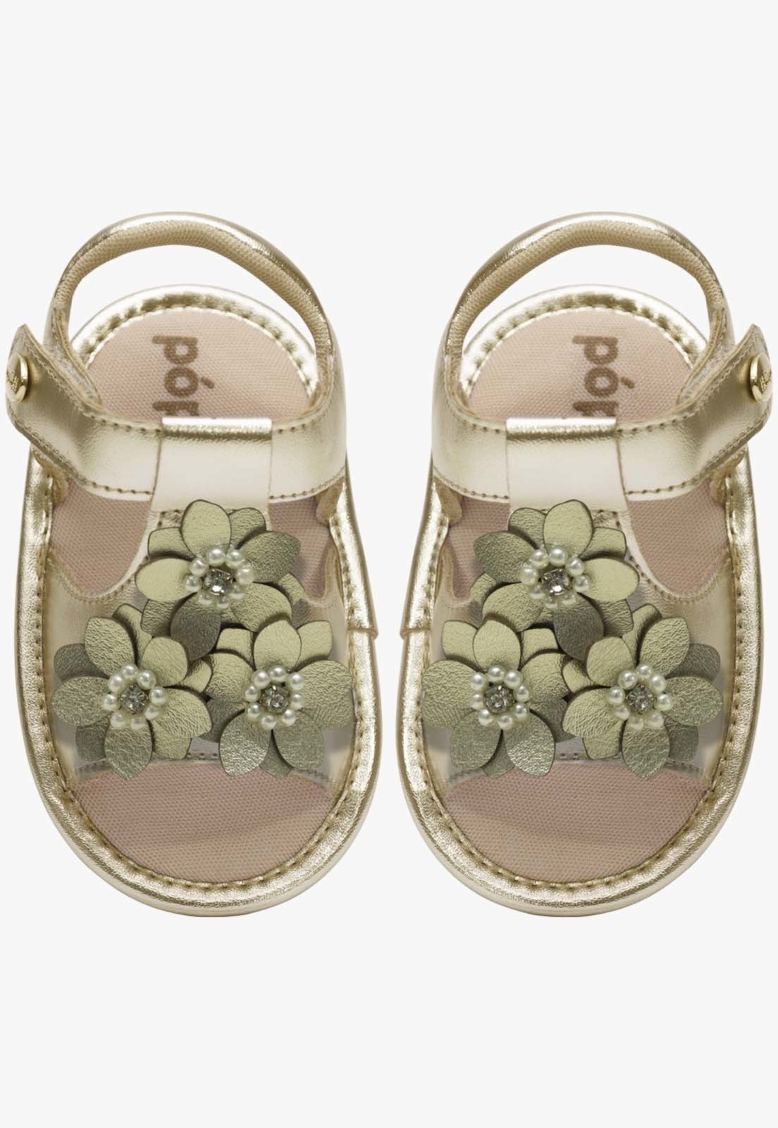 Vista 3 Infantil - Sandalia Casual Pópidi Menina Recem Nascido Flores rosa Pópidí rosa