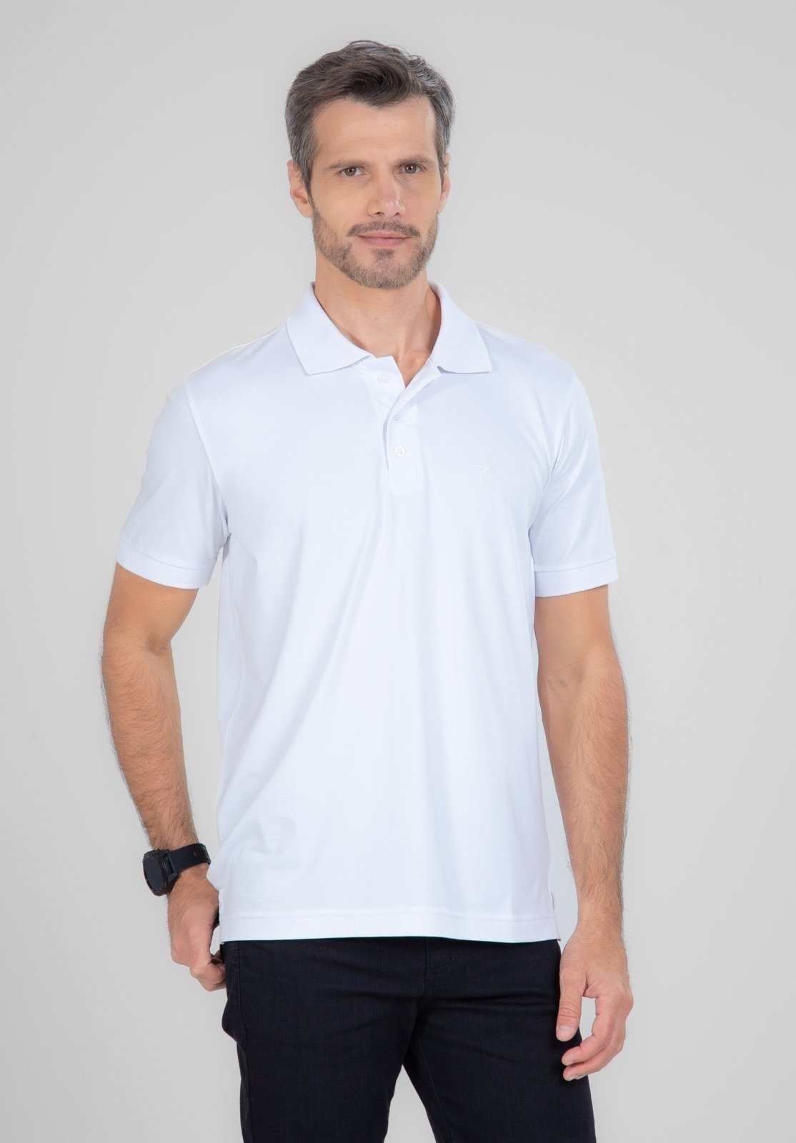 Polo Pima Traymon Regular Com Elastano Branco