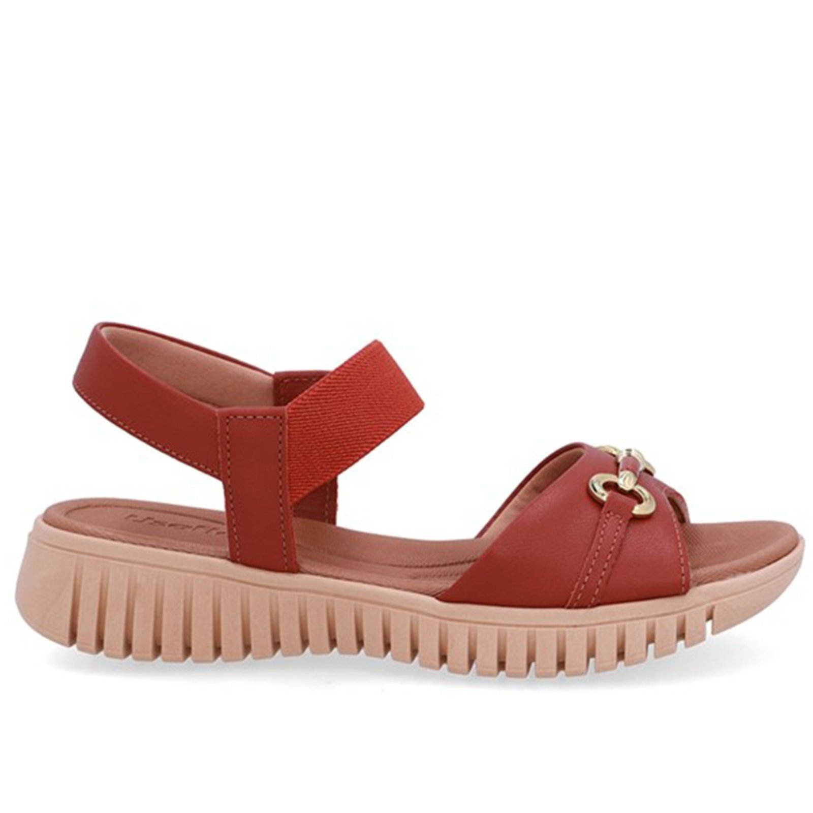 Sandália De Couro Rasteira Usaflex Conforto Enfeite Terracota – 003