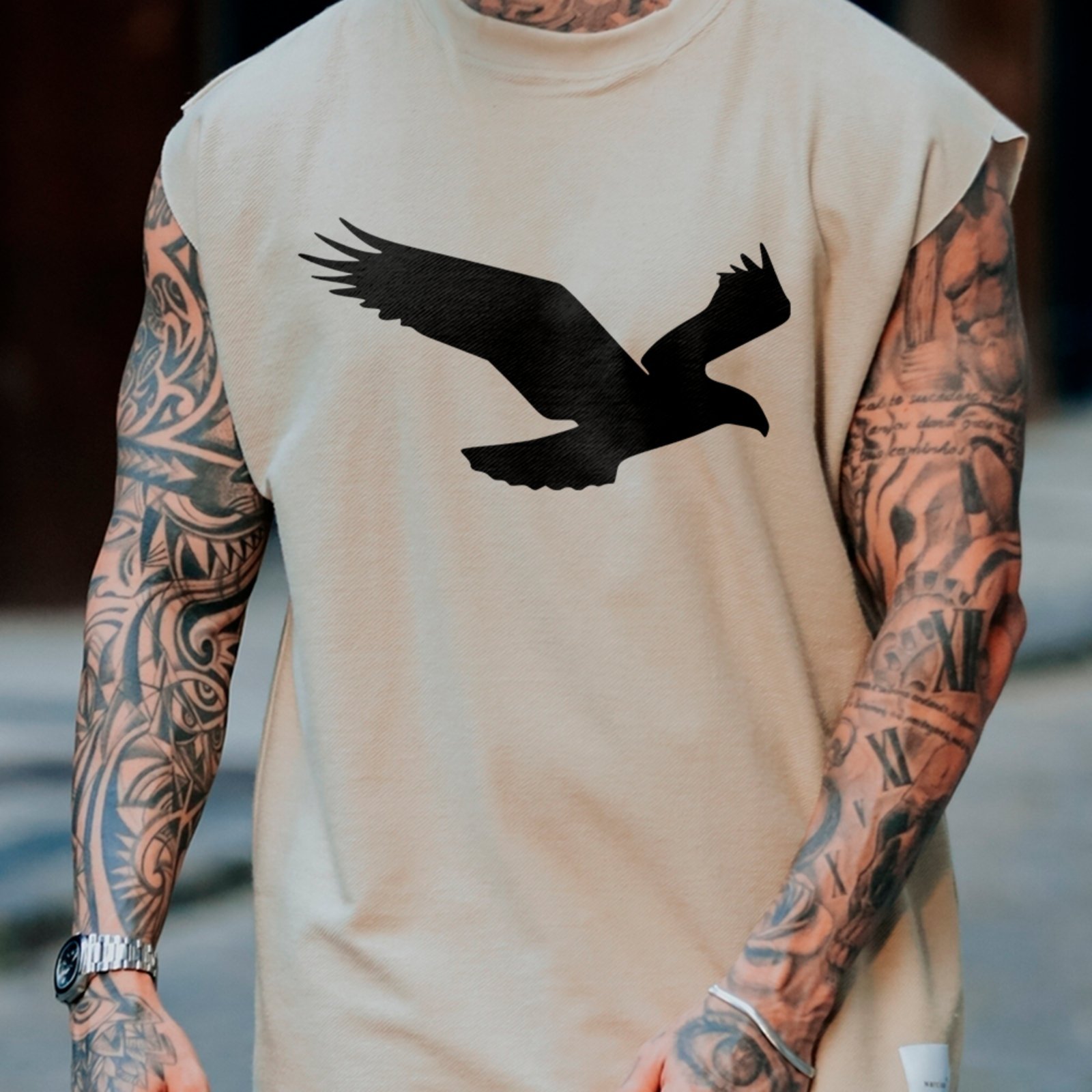 Camiseta Regata Machão Águia Silhueta Minimalista Street Off White