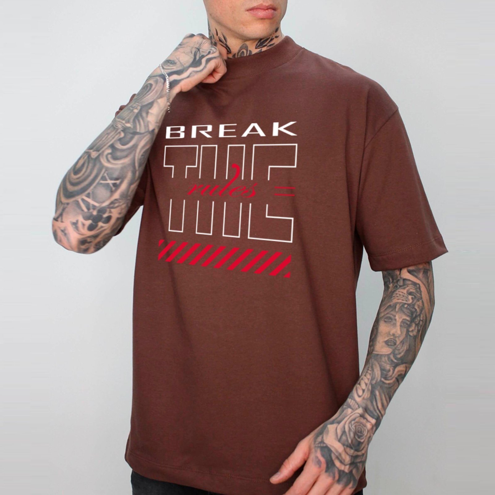 Camiseta Ousy Unissex Break The Rules Básica Marrom
