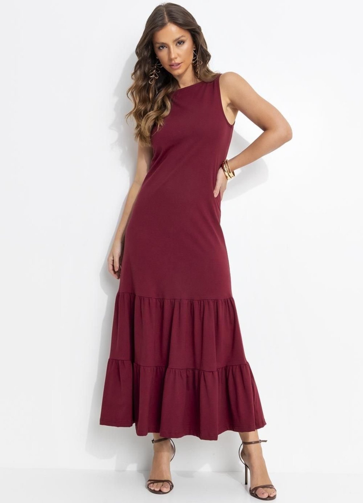 Vestido Malha De Algodão Bordô Quintess
