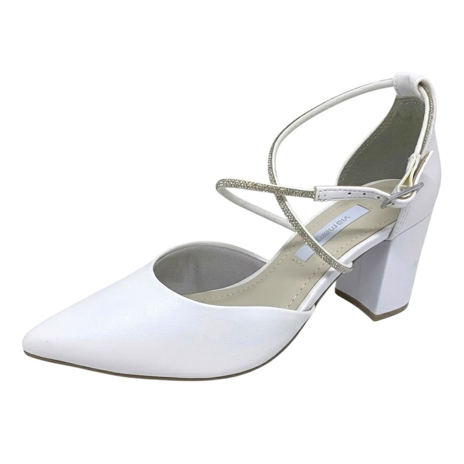 Sapato Scarpin Feminino Elegante Tira Strass Chic Via Marte