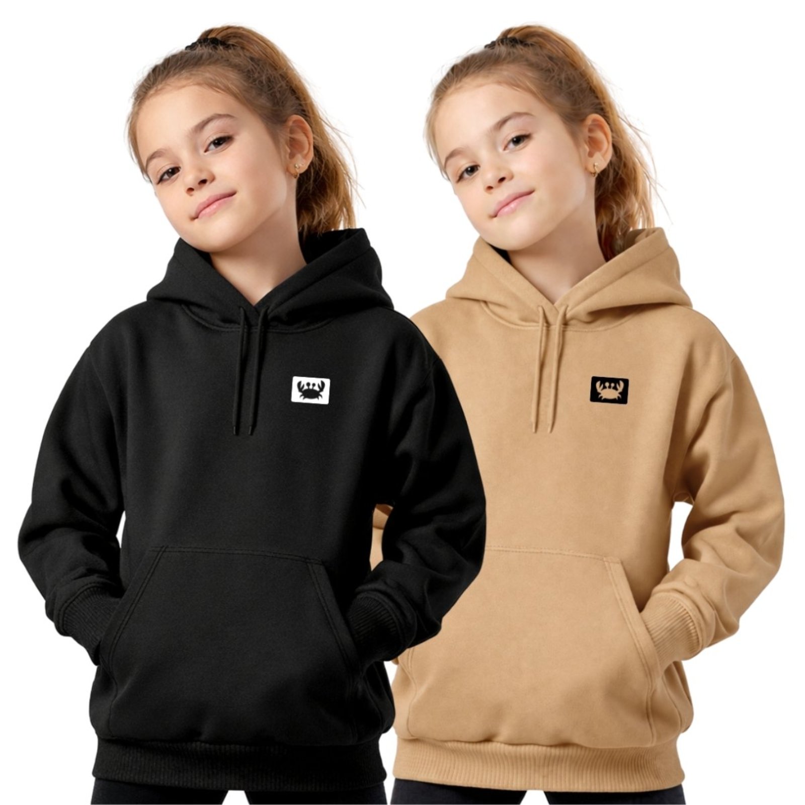 Infantil - Kit 2 Casaco Feminino Estampado Siri Moletom Canguru Capuz Macio