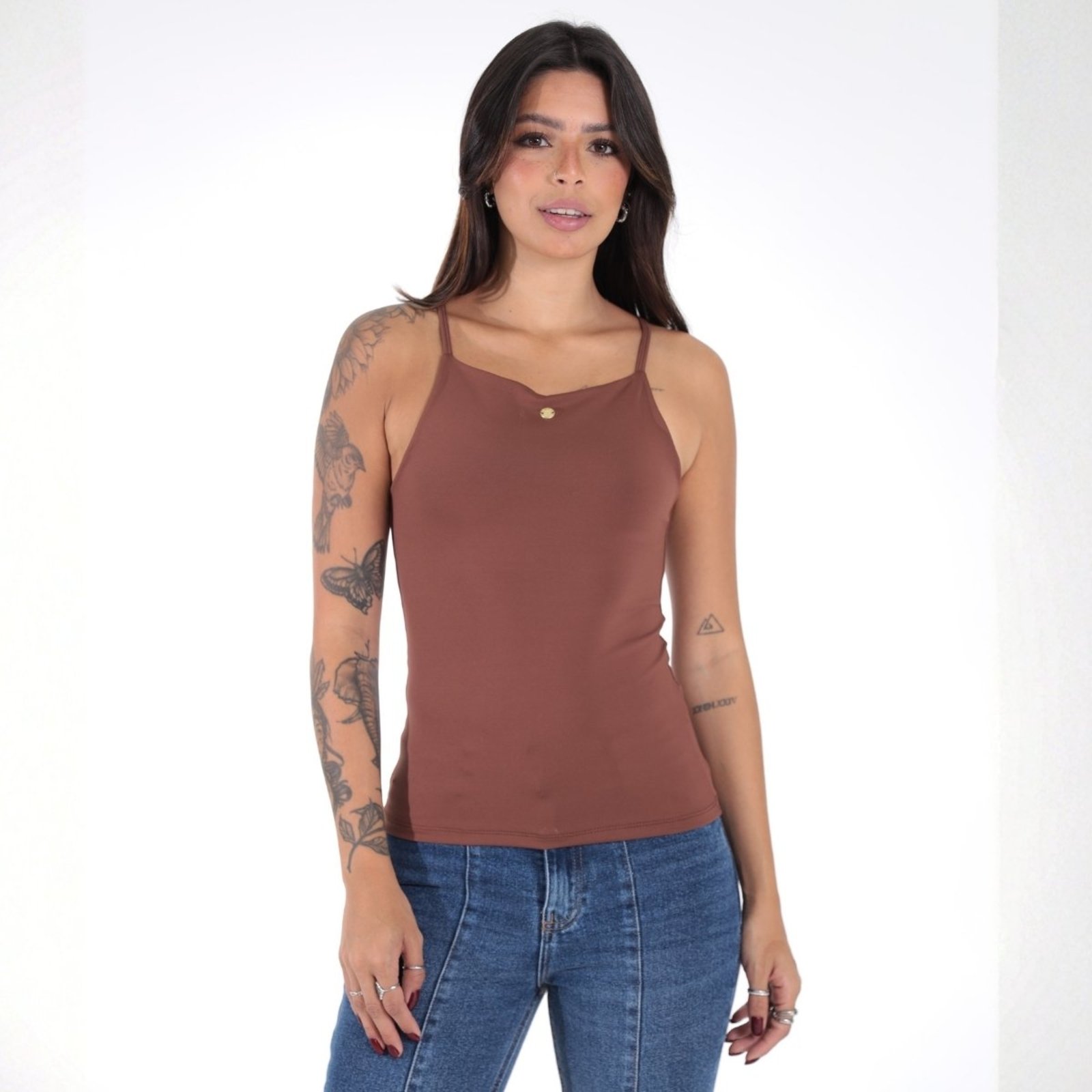 Blusa Feminina de Alcinha Cavada com Plaquinha Revanche Beverly
