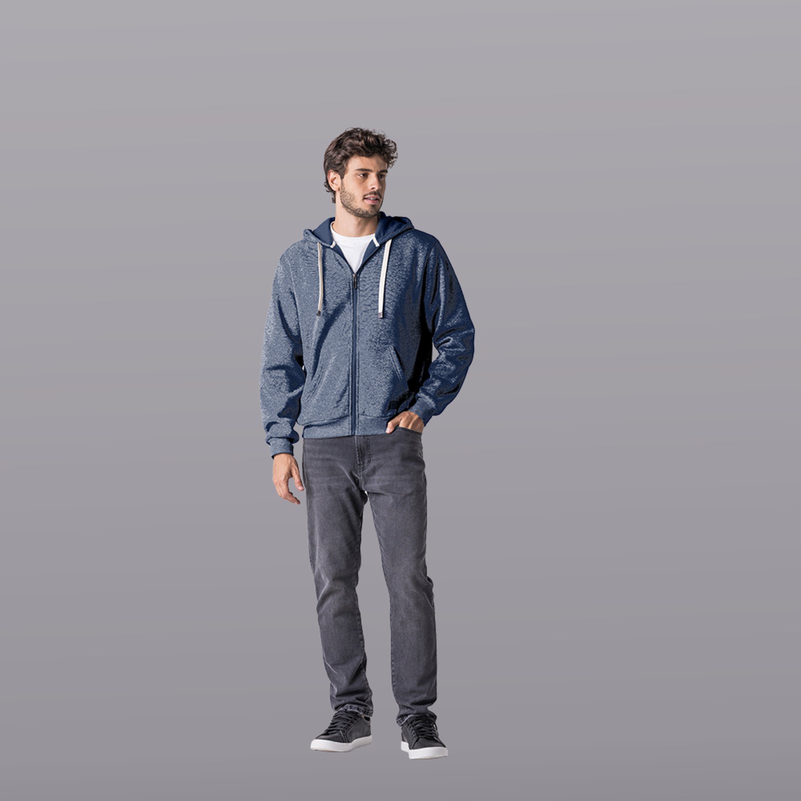 Jaqueta Moletom Masculina Zune MARINHO MESCLA